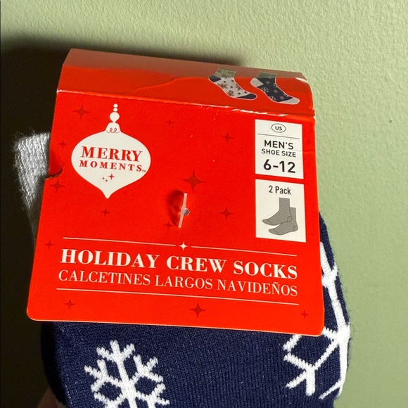 Holiday Crew Socks - Navy with White Snowflakes - Picture 2 of 5